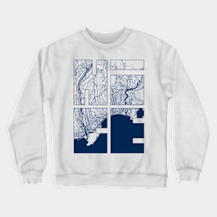 Nice, France City Map Typography - Coastal Crewneck Sweatshirt